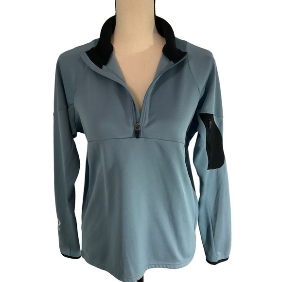 Pearl Izumi 1/2 Zip Pullover Jacket Blue Gray Size Large Arm Pocket - Picture 1 of 14